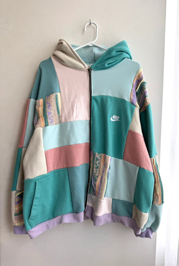 Pastel patchwork zip up hoodie